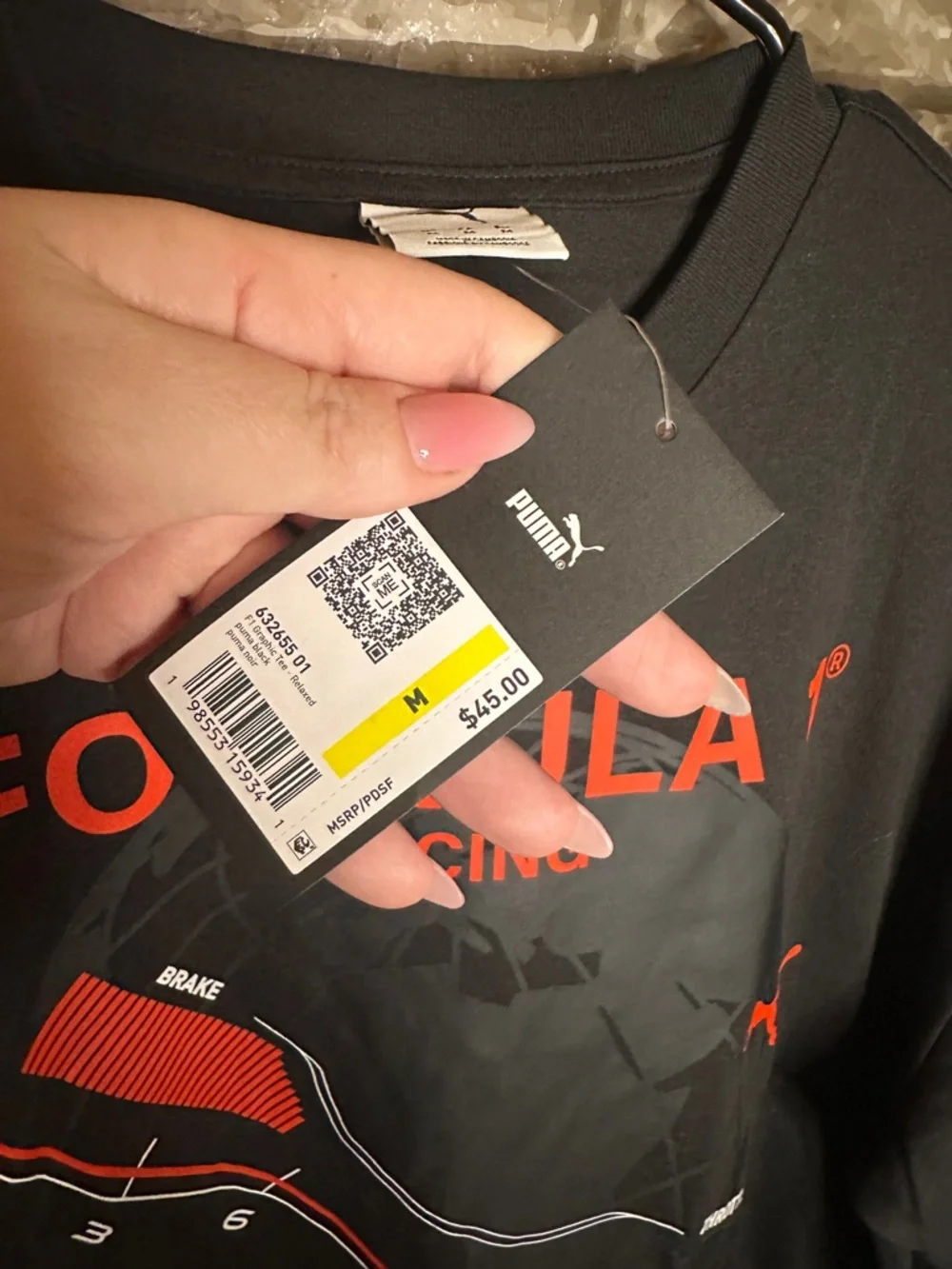 NWT Puma Formula 1 Racing Men's Black Graphic Tee Size Medium